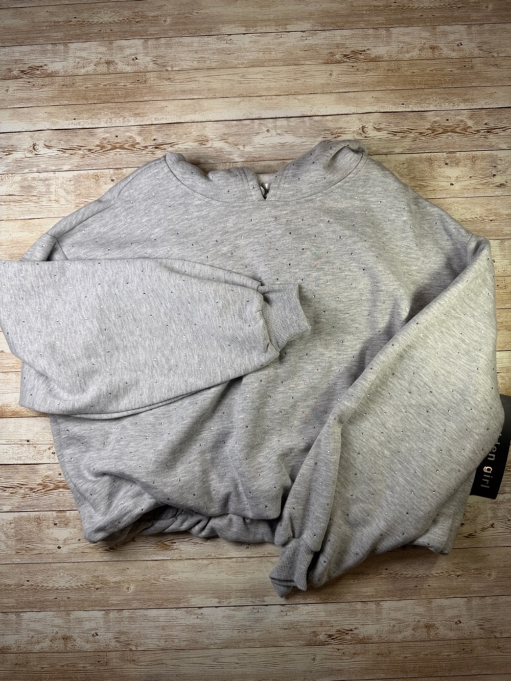 Madden Girl Light Gray Speckled Crewneck Sweatshirt Size L - Picture 3 of 10
